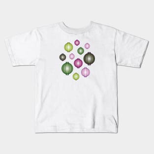 Lanterns | Mid Autumn Festival | Pink Green | White Kids T-Shirt